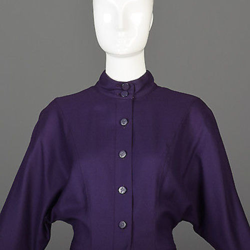 1980s Karl Lagerfeld Purple Wool Midi Dress