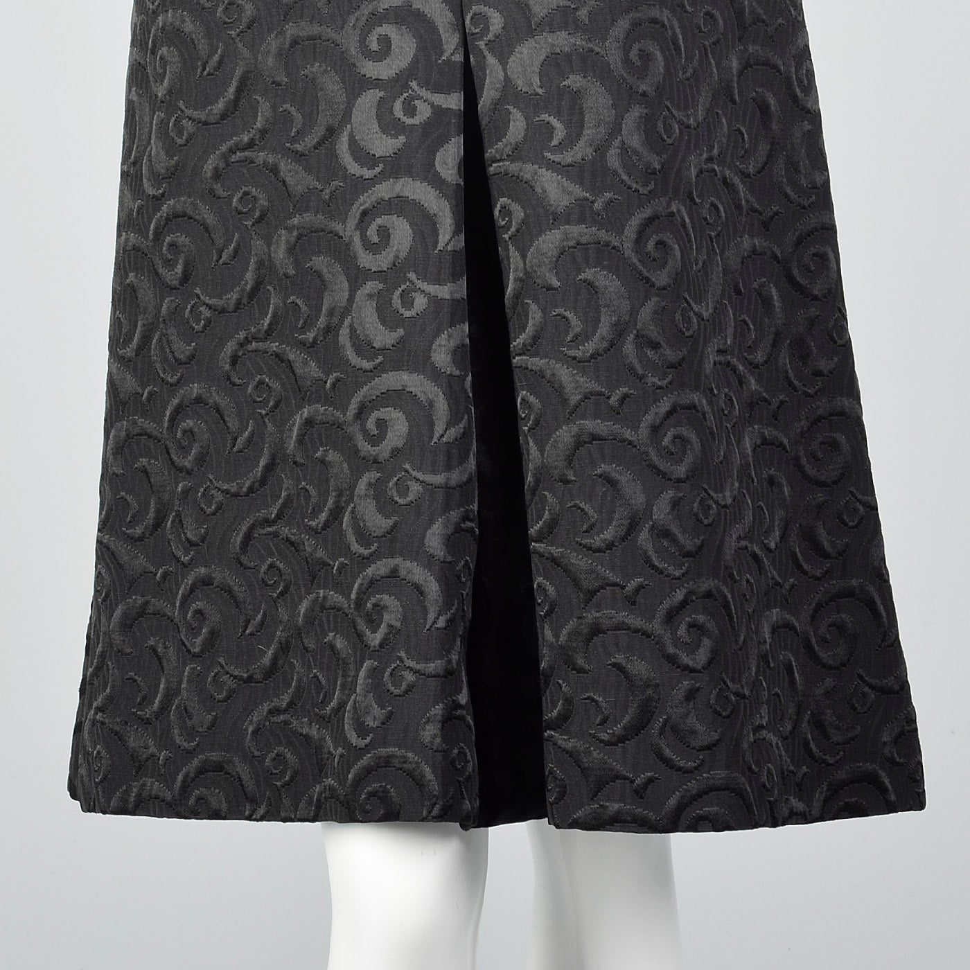 1960s Black Brocade Swing Dress