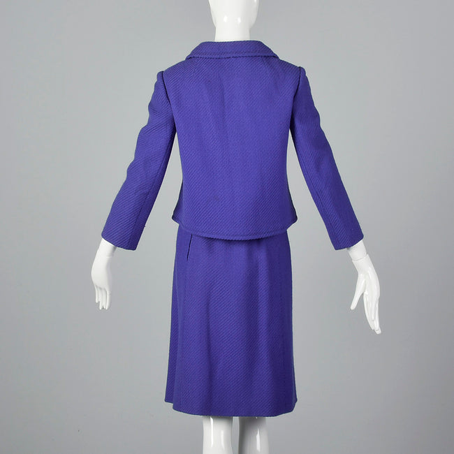 1960s Purple Skirt Suit with Decorative Buttons