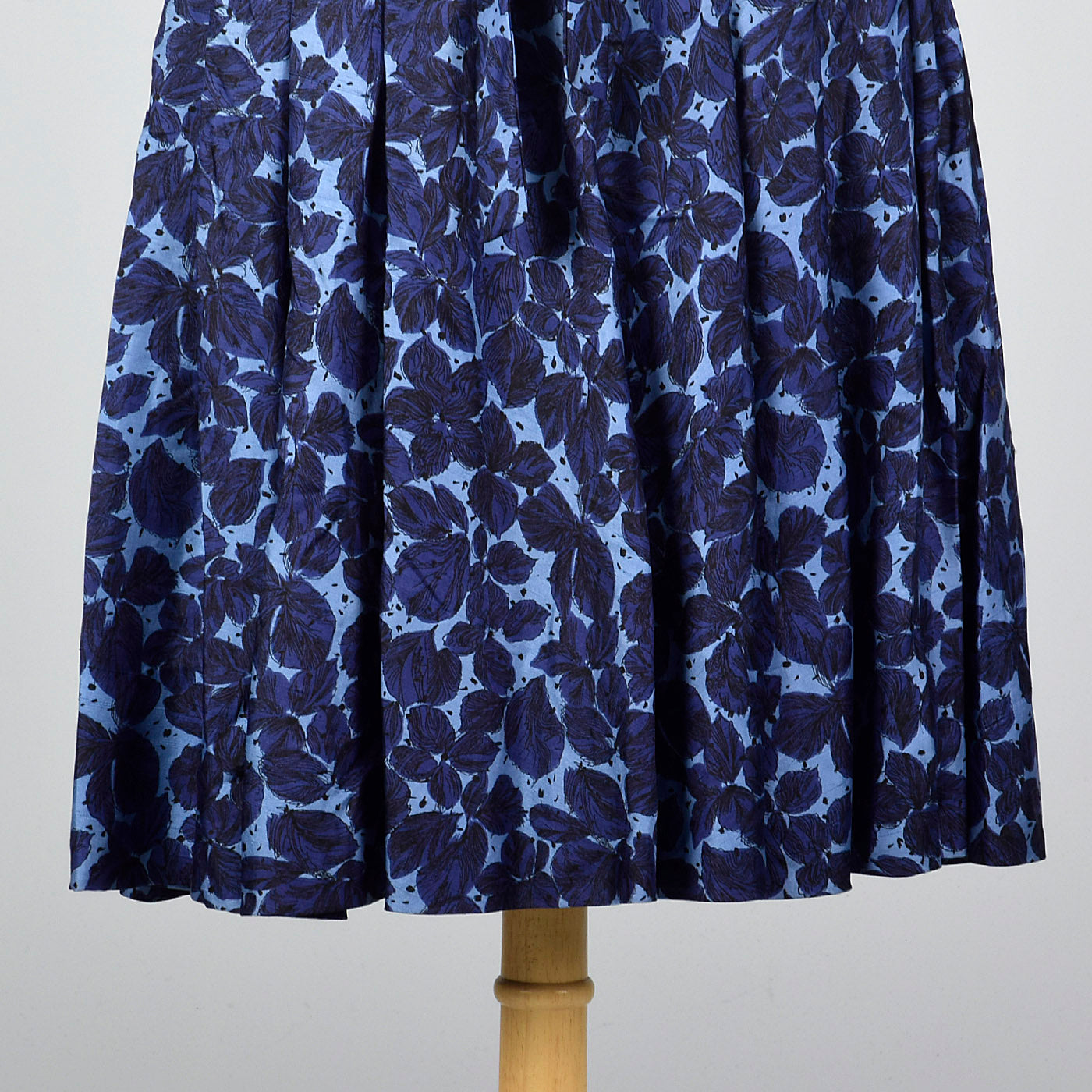 1950s Blue Floral Print Silk Dress