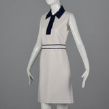 Deadstock Prada White Shift Dress with Navy Trim