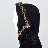 1940s Black Velvet Coat with Sequin Hood