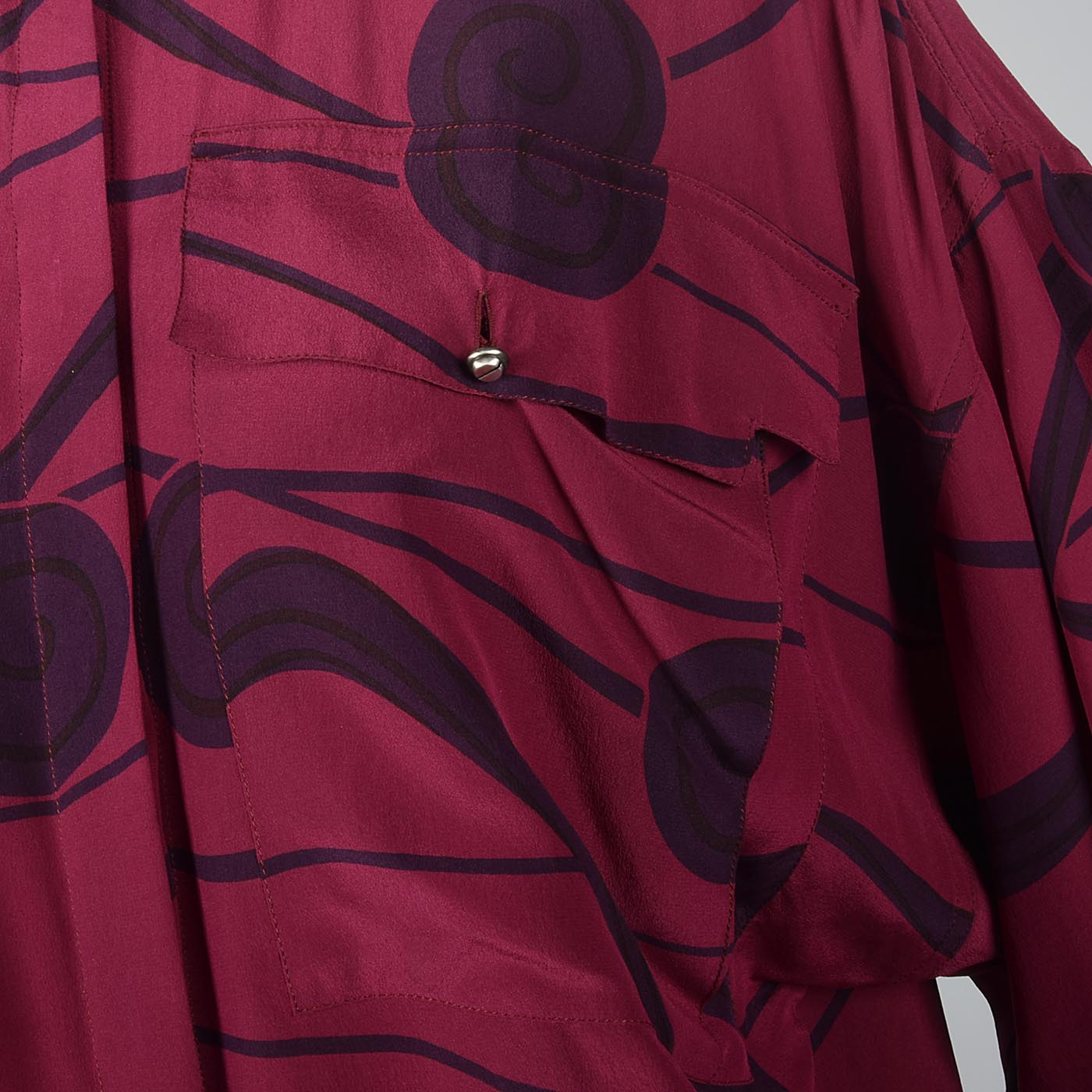 1980s Gianni Versace Purple Silk Blouse