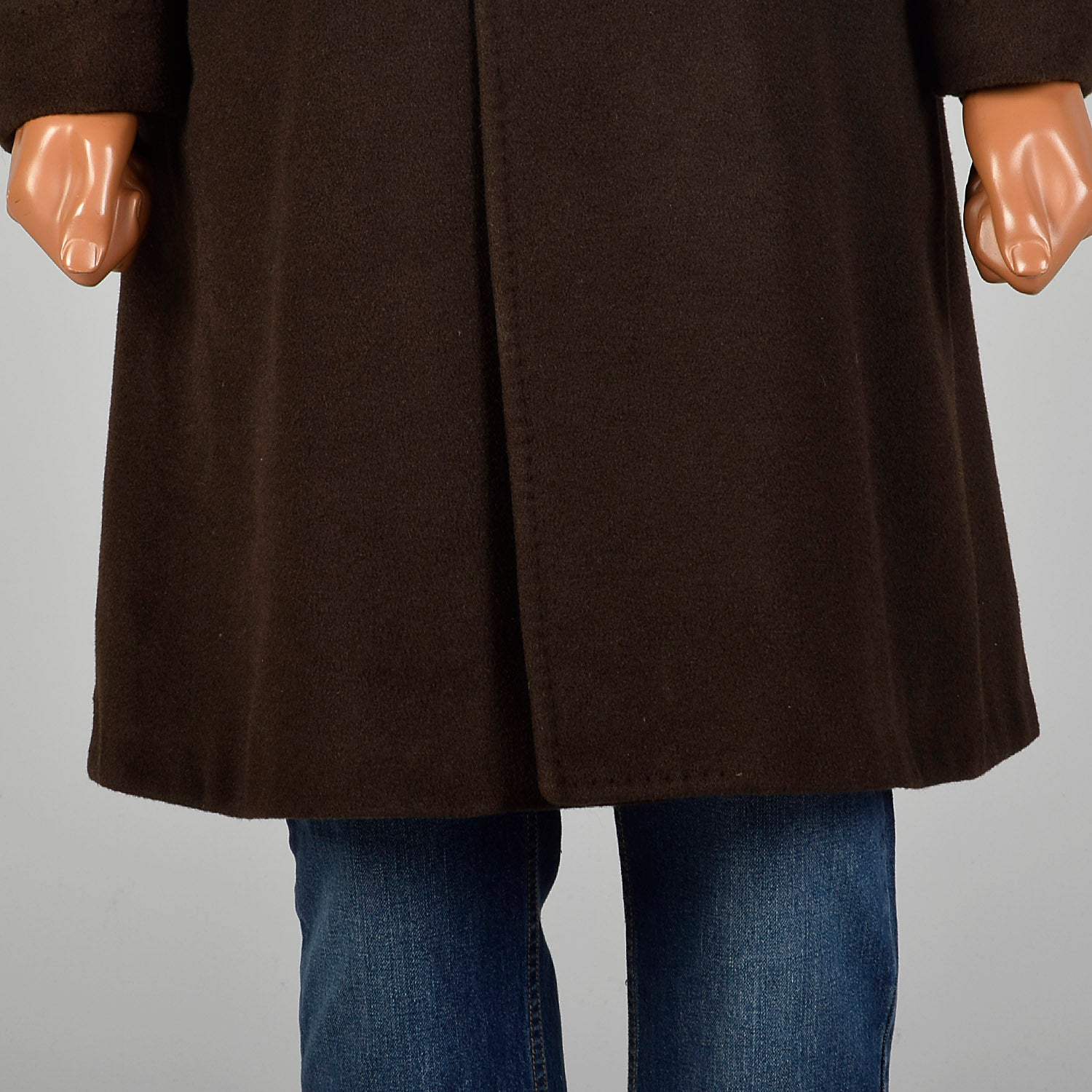 XL 1960s Mens Cashmere Winter Coat Chocolate Brown
