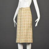 1960s Courreges Plaid Tweed A-Line Skirt