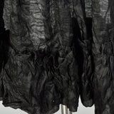 OSFM 1880s Victorian Black Chiffon Neck Ruffle Scarf Lappet Collar Ruff