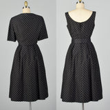 XXS 1950s Adele Simpson Black and White Polka Dot Dress
