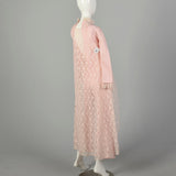 XXS 1970s Jumpsuit Two-Piece Pink Lace Vest Longsleeve