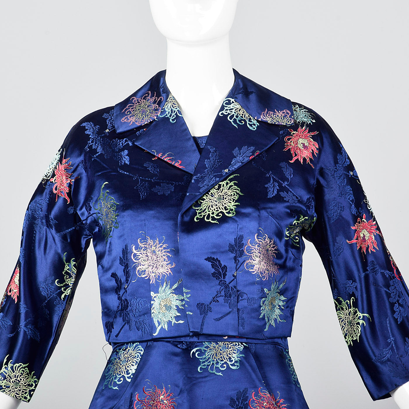 1960s Blue Brocade Dress with Matching Jacket