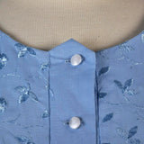 1950s Blue Day Dress with Floral Embroidery