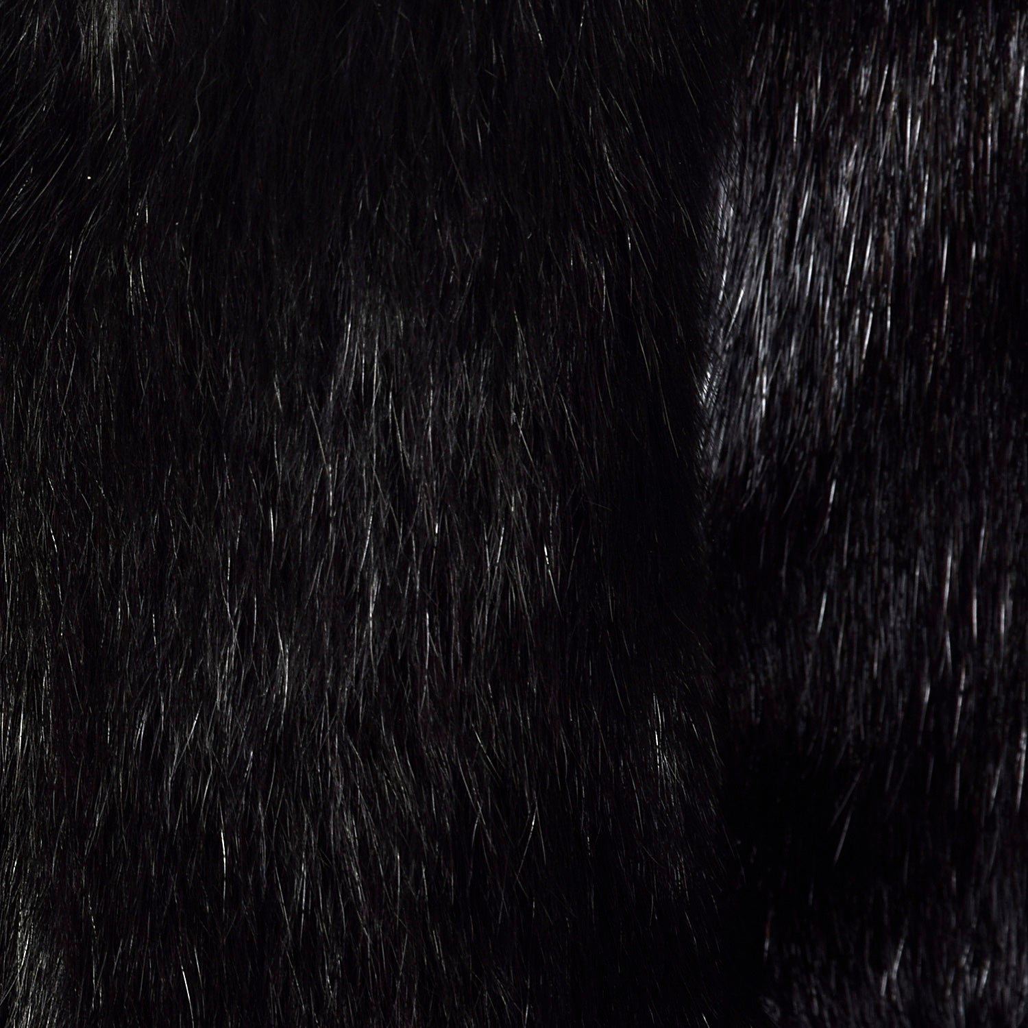 Large 1980s Black Mink Coat with Fox Fur Lapel