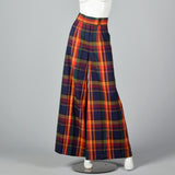 1970s Plaid Pant Suit with Palazzo Pants and Fitted Blazer