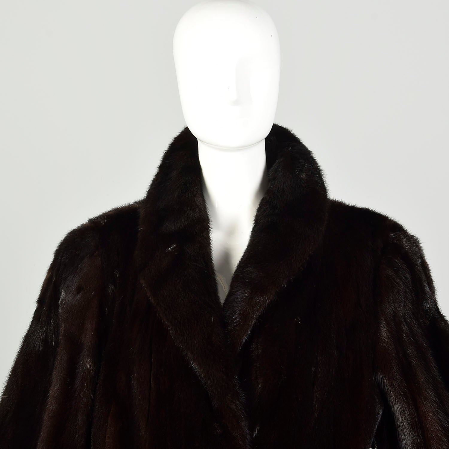 Medium 1980s Jacket Brown Shawl Collar Real Mink Fur Winter Car Coat