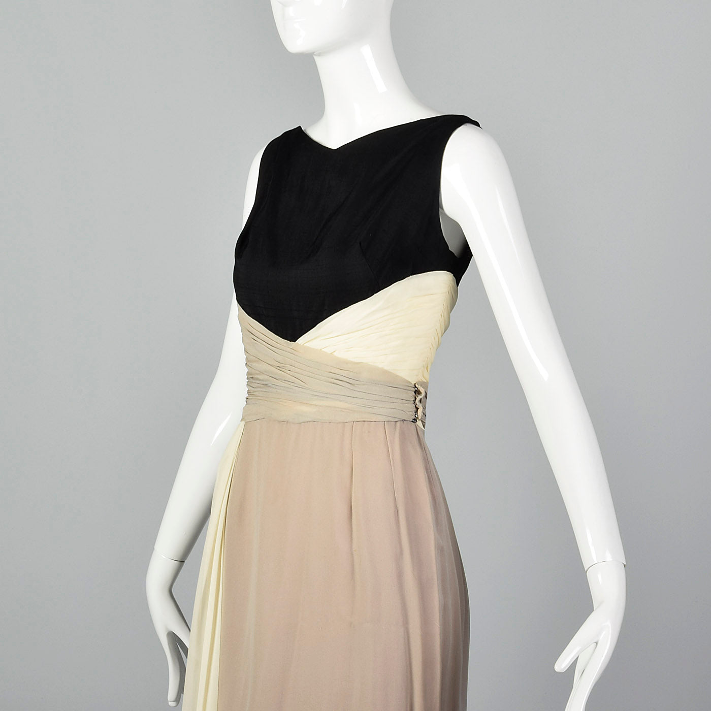 1950s Three Color Cocktail Dress in Silk Chiffon