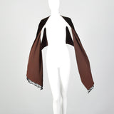 Late 1930s-Early 1940s Brown Velvet Beaded Wrap
