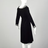 Medium 1970s Mollie Parnis Dress Classic Black Velvet Cocktail Party Modest Evening Gown