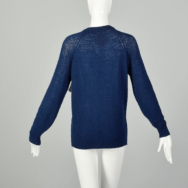 Medium 1960s Pendleton Navy Blue Cardigan Sweater