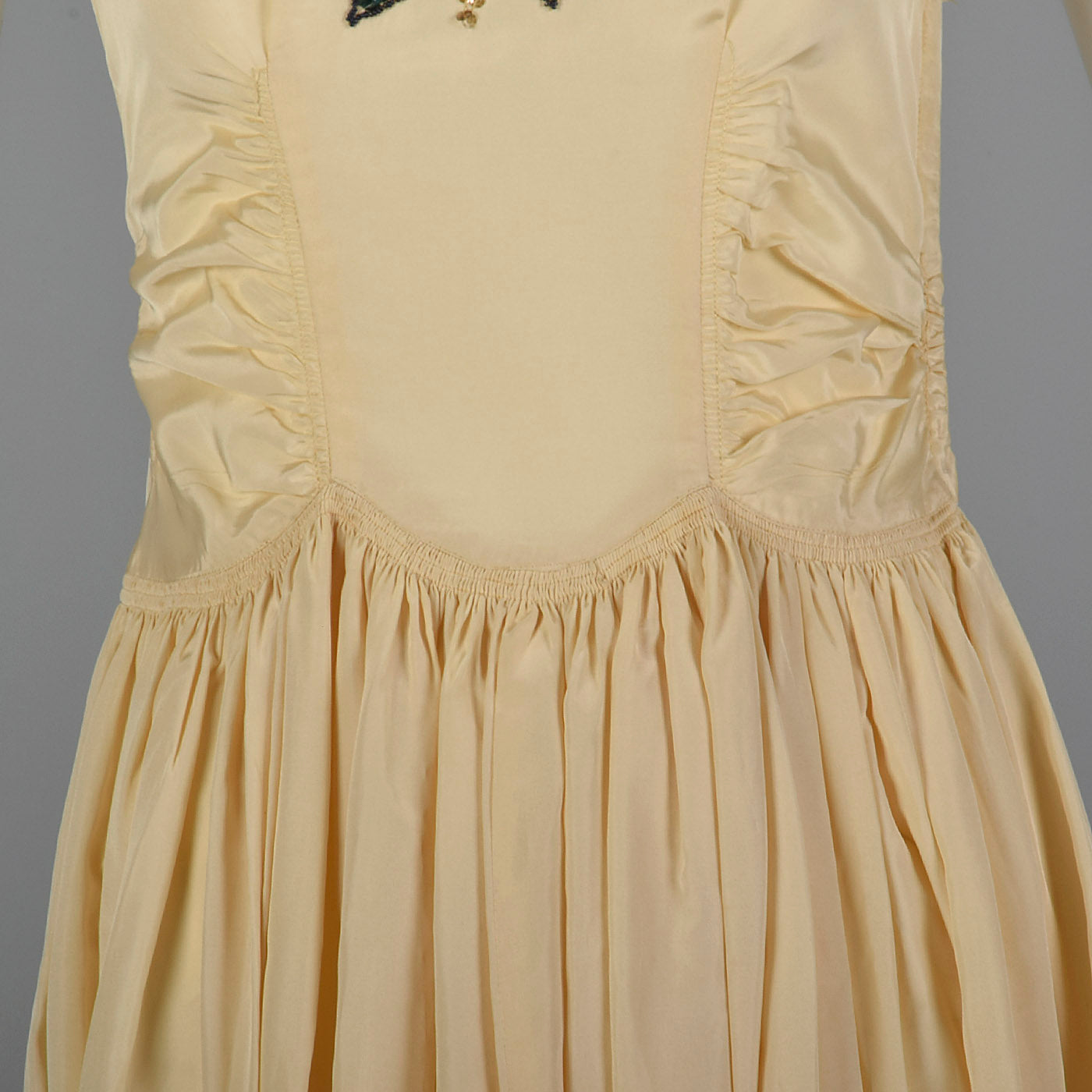 1940s Cream Taffeta Wedding Dress with Sequin Bodice