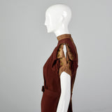 Small 1930s Wool Dress with Lamé and Embroidery