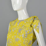 1960s Yellow Print Shift Dress with Drop Waist