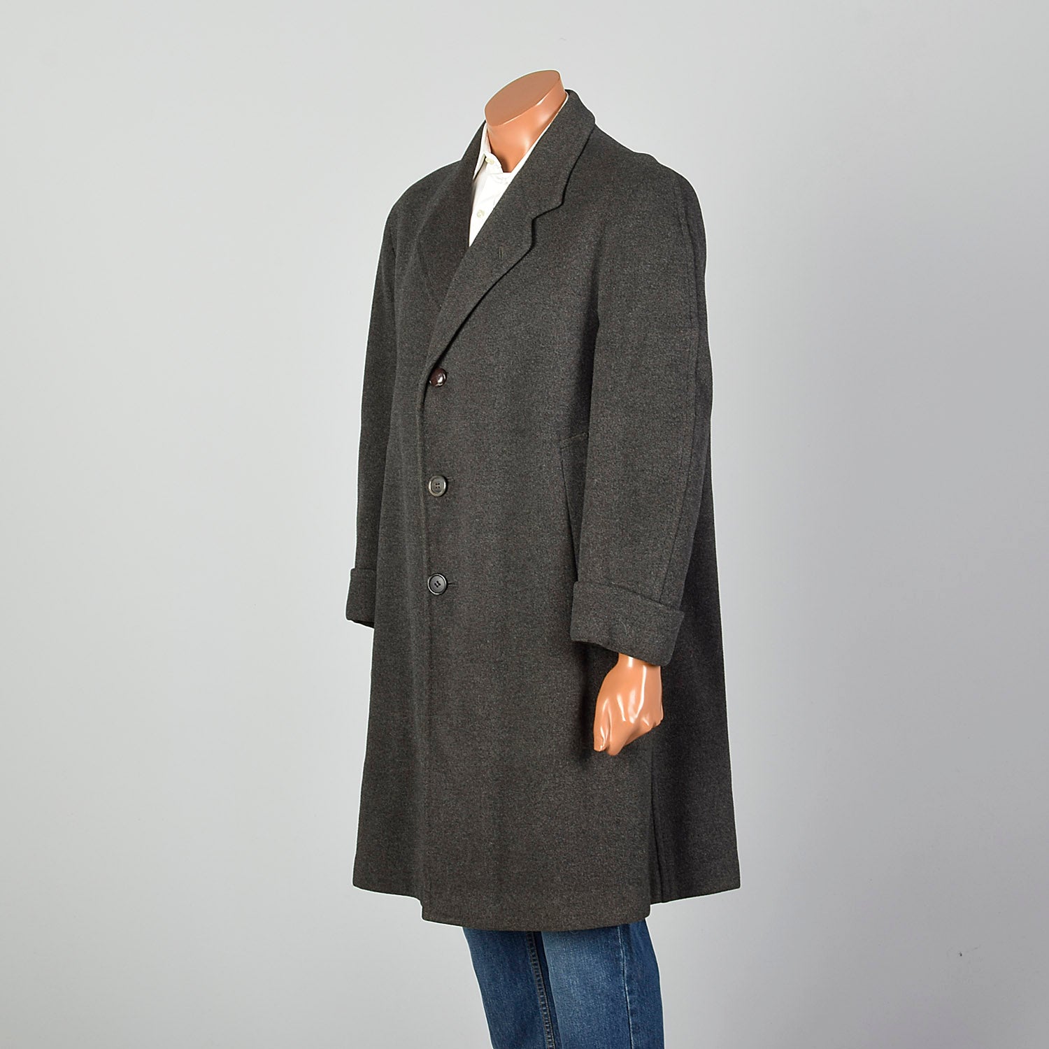 Medium 1950s Grey Burberry's Winter Coat Scottish Heavyweight Wool