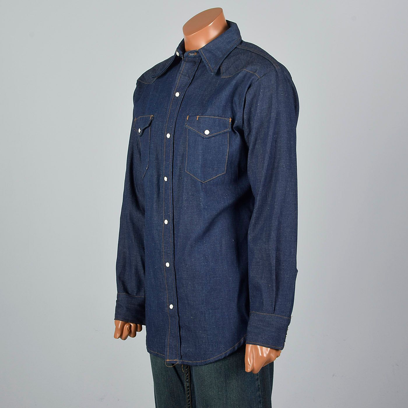 1970s Deadstock Cotton Denim Long Sleeve Shirt