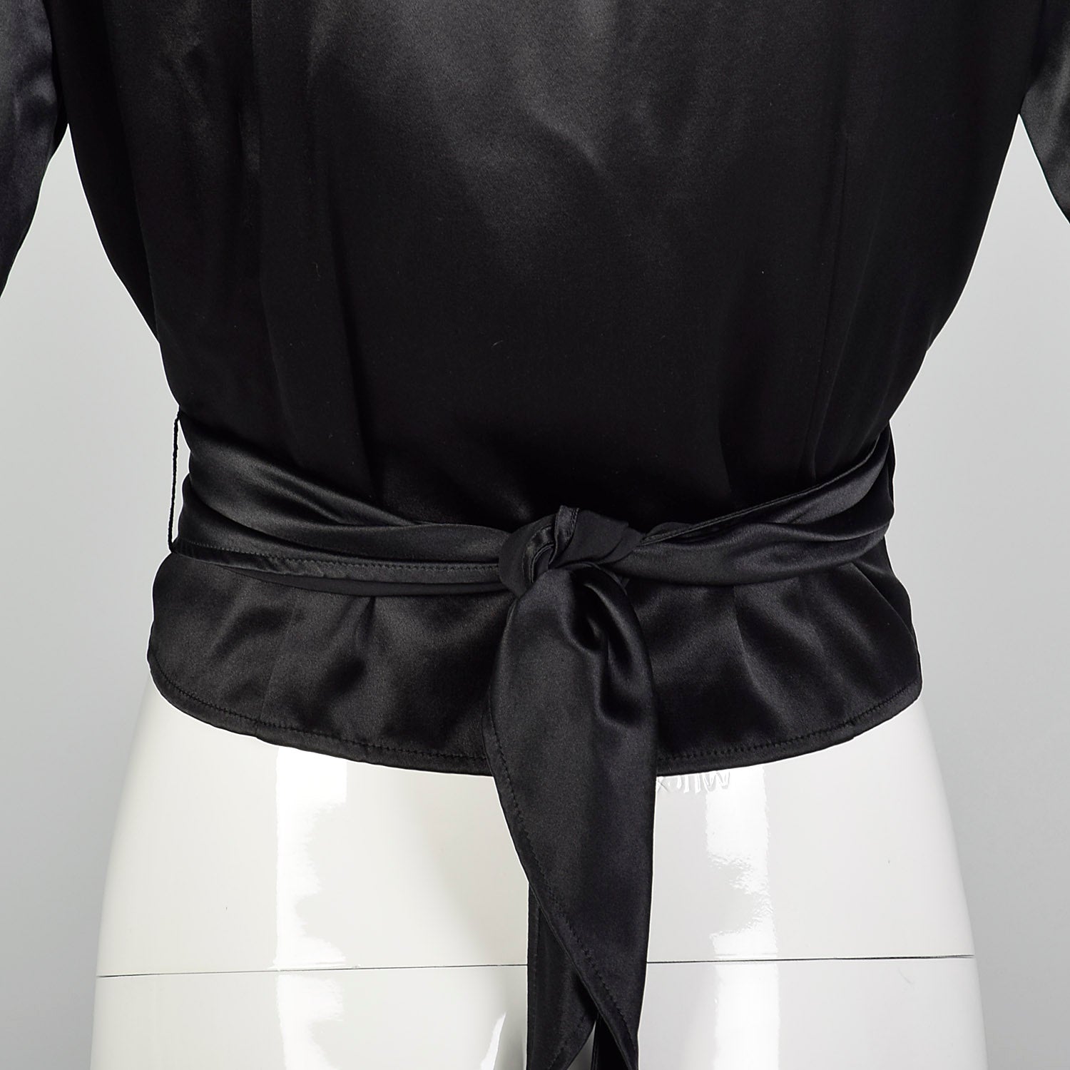 Small-Large 1980s Black Beaded Collar Wrap Top