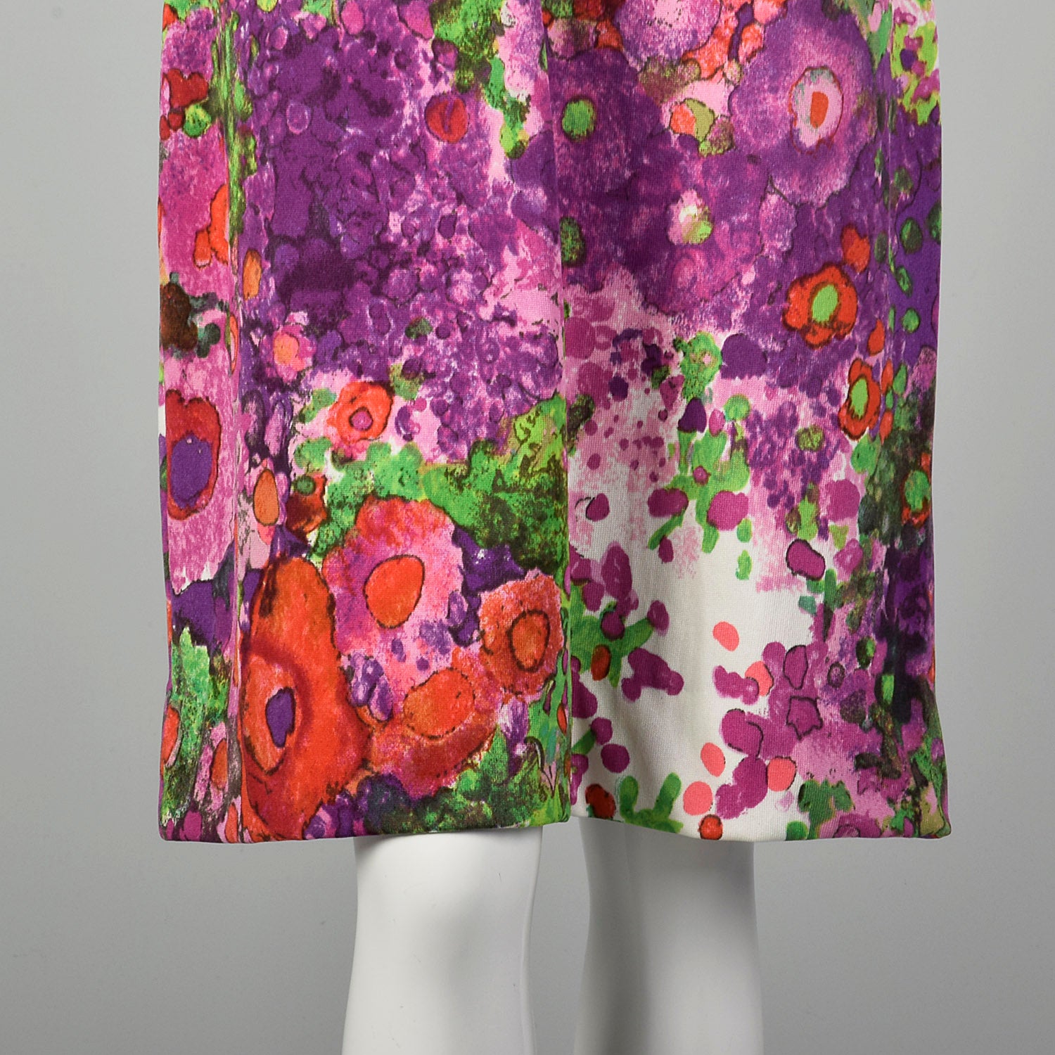 XL 1970s Goldworm Knit Dress Long Sleeve with Floral Print