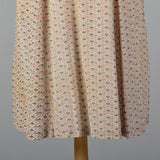 1950s Pink and Green Rayon Print Dress