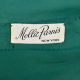 Medium 1970s Mollie Parnis Green Evening Gown Formal Maxi Dress Cape