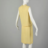 Medium 1960s Yellow Knit Outfit Sleeveless Top and Skirt