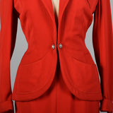 1950s Schiaparelli Skirt Suit in Bright Red Gabardine