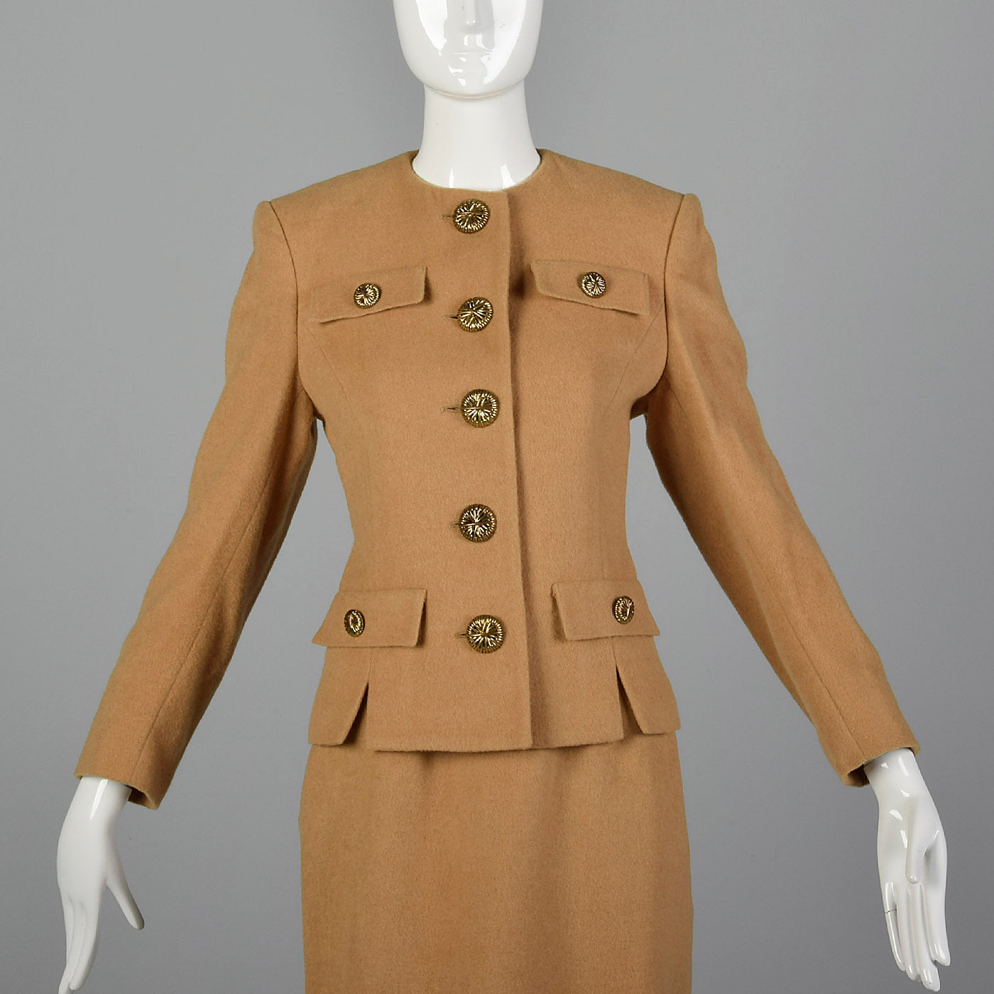 1970s Camel Color Skirt Suit in a Classic Silhouette