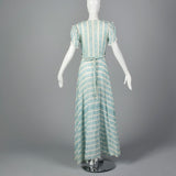 1940s Blue Floral Dressing Gown