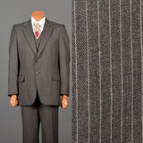 1970s Mens Three Piece Suit in Brown Pinstripe