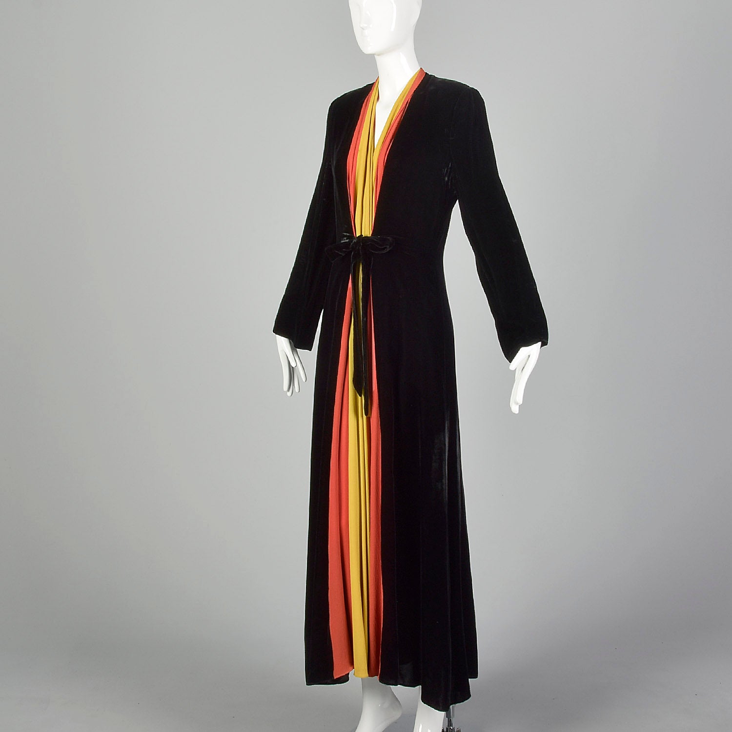 1940s Velvet Color Block Dressing Gown