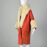 1920s Pink Velvet Cocoon Coat with Fur Collar and Cuffs