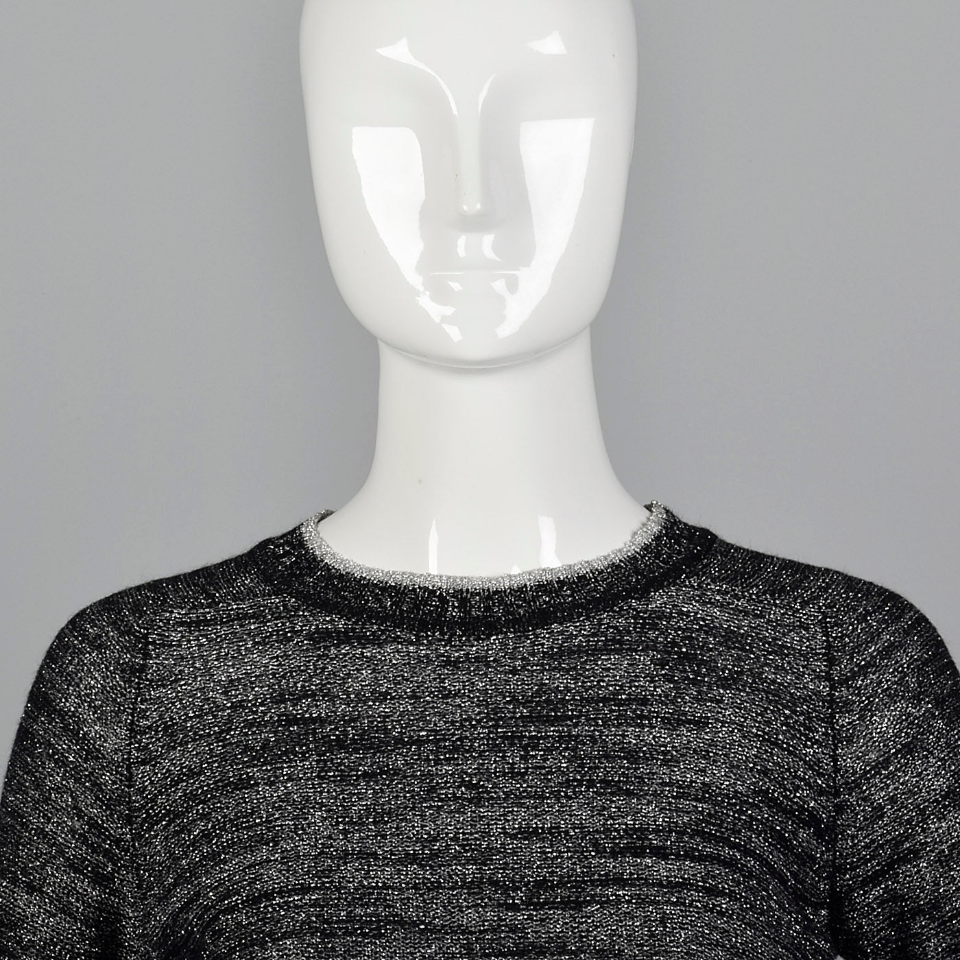 1970s Metallic Silver and Black Lurex Sweater