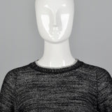 1970s Metallic Silver and Black Lurex Sweater