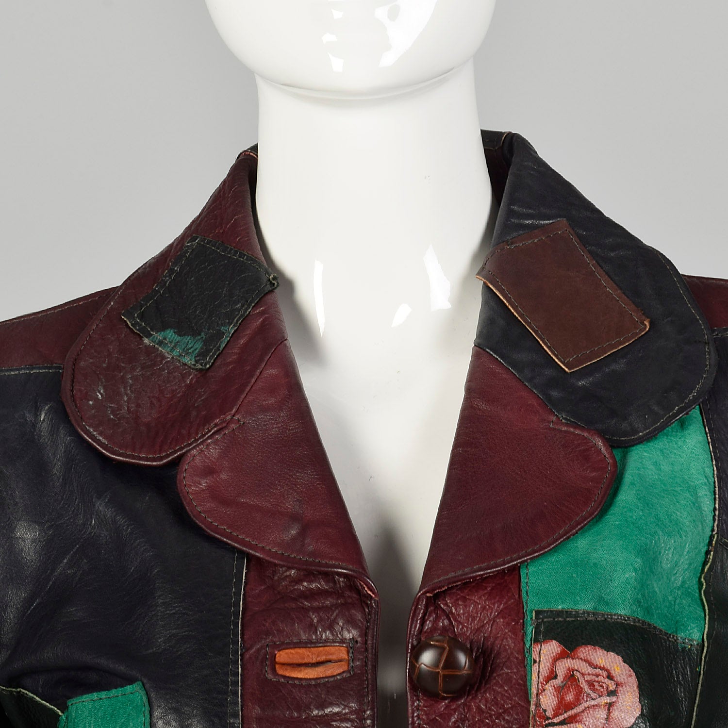 XXS 1970s Gandalf Patchwork Leather Jacket Boho Outerwear