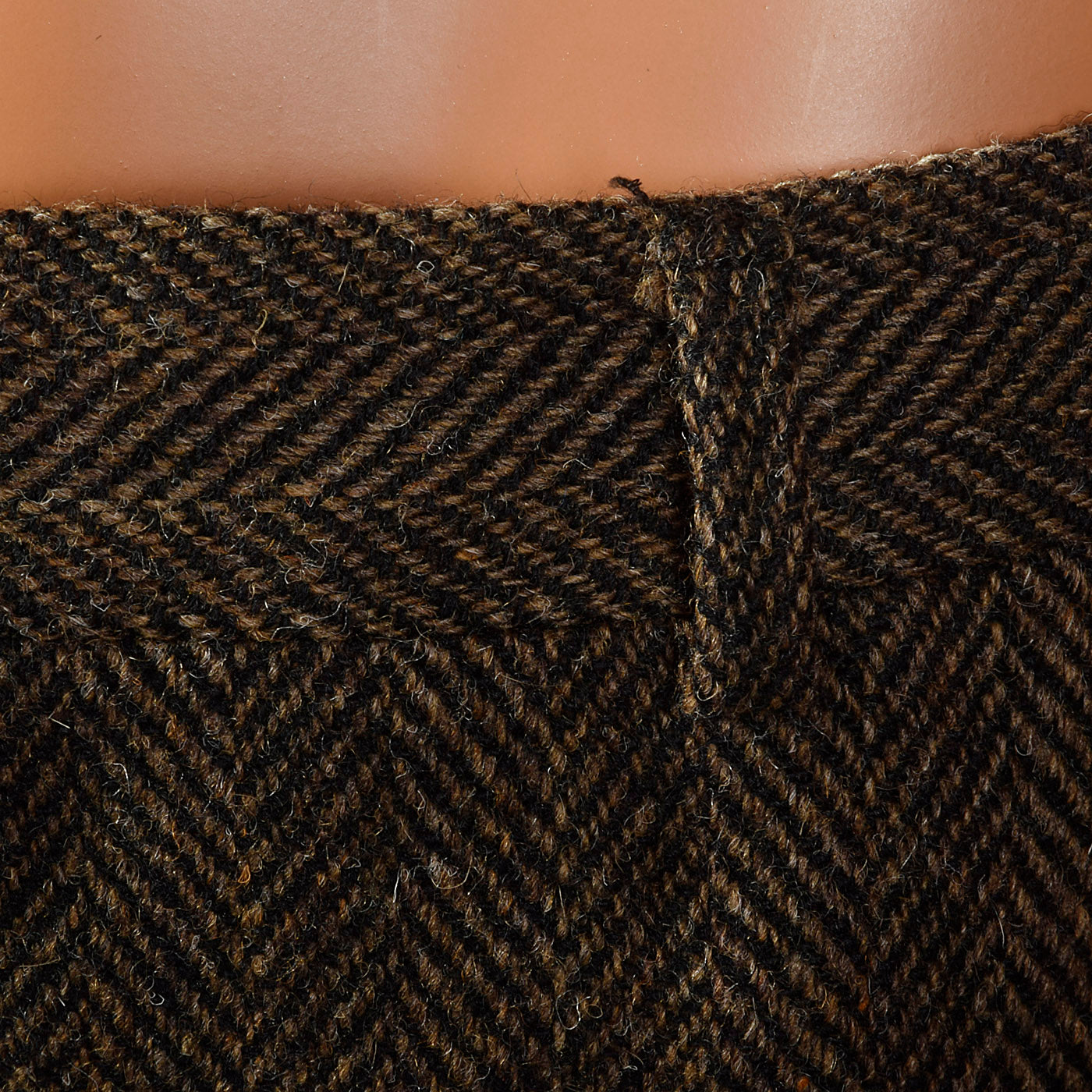 1970s Mens Deadstock Wool Pants in Brown and Black Herringbone