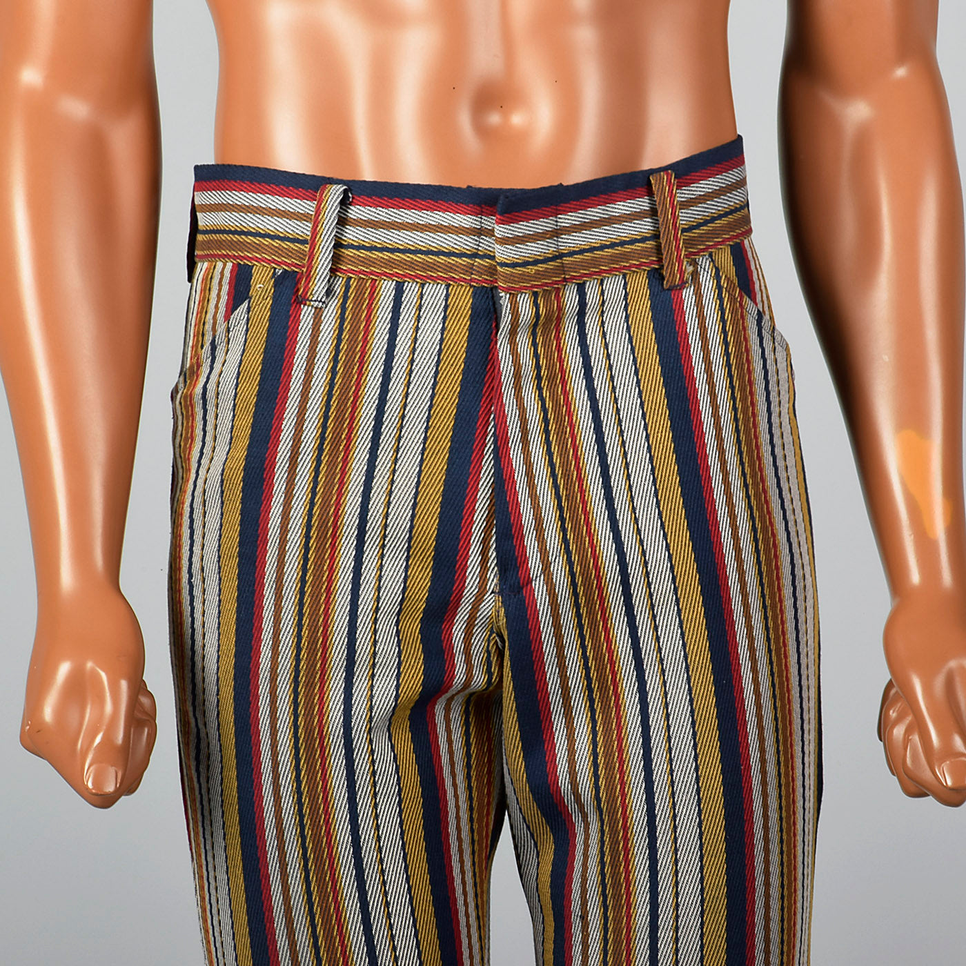 1970s Mens Flat Front Stripe Pants