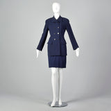 1980s Donna Karan Navy Blue Skirt Suit