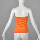 1970s Anne Klein Shiny Orange Tube Top