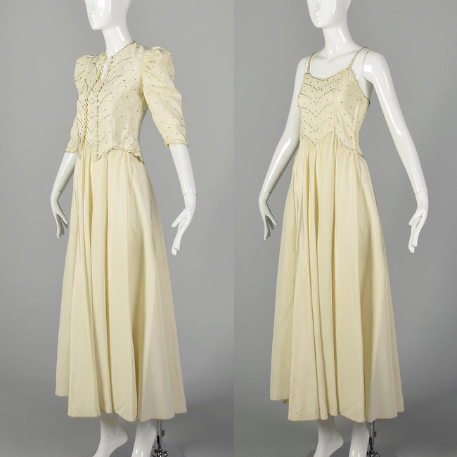 XXS 1940s Off White Wedding Dress and Jacket Set