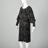 1980s Argenti Black Silk Beaded Dress