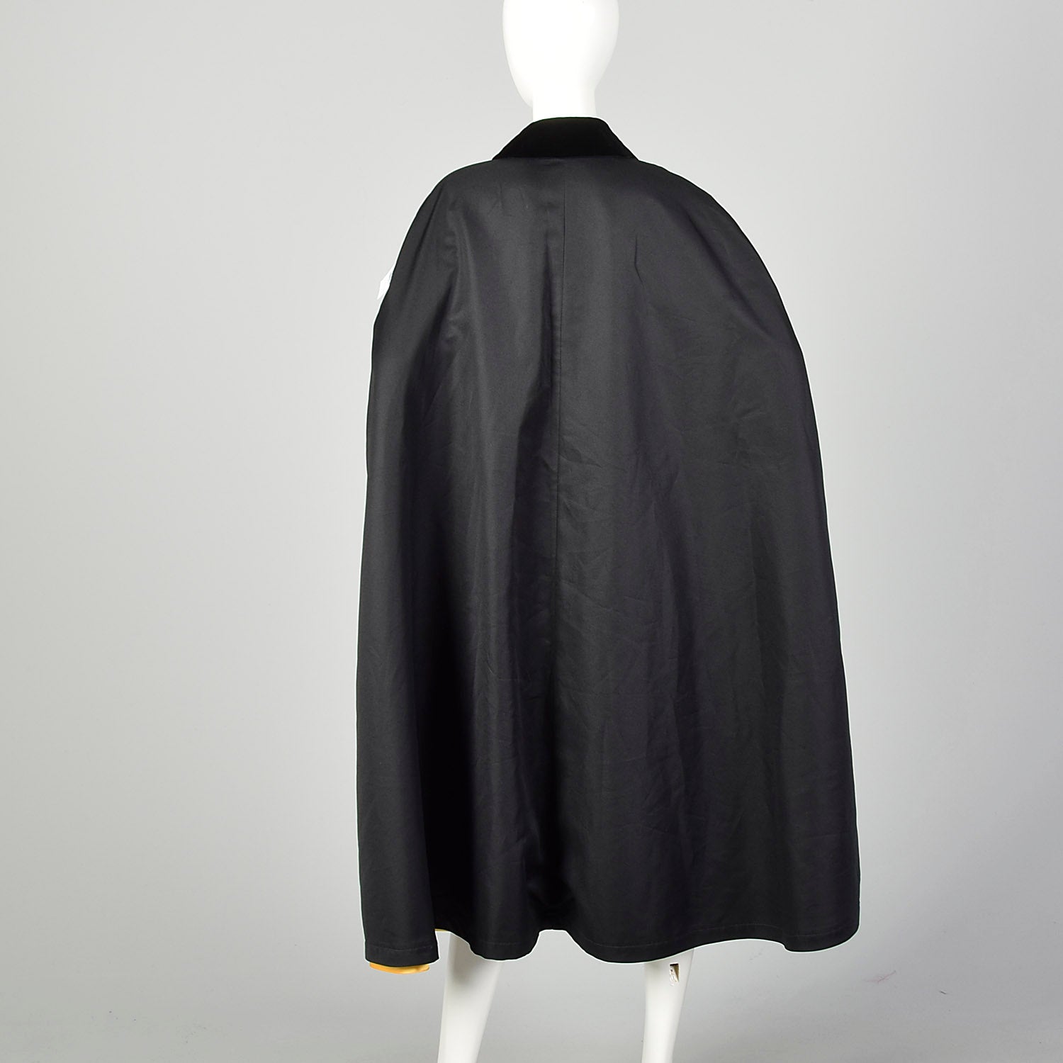 1980s Lightweight Black Cape Gold Lining