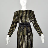 1980s Caroline Charles Gold and Black Skirt Set