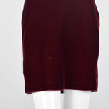 Small Anne Klein Late 1970s / Early 1980s Burgundy Velvet Dress