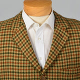 1960s Mens Green and Orange Check Jacket in Wool Tweed